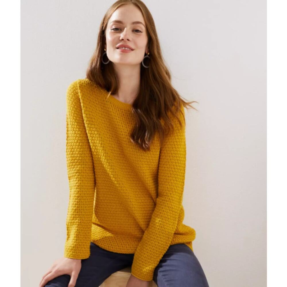 Loft Mustard Yellow Stitchy Sweater Size Small